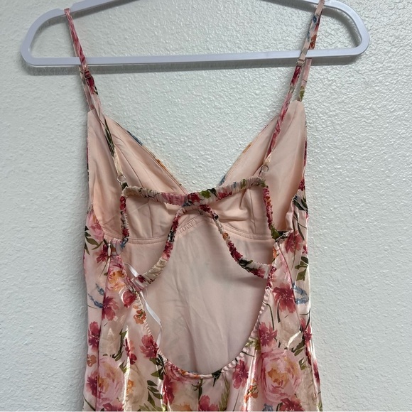 Lulus Alaia Blush Multi Floral Satin Backless Midi Dress Pink Size Medium NWT - Picture 9 of 14
